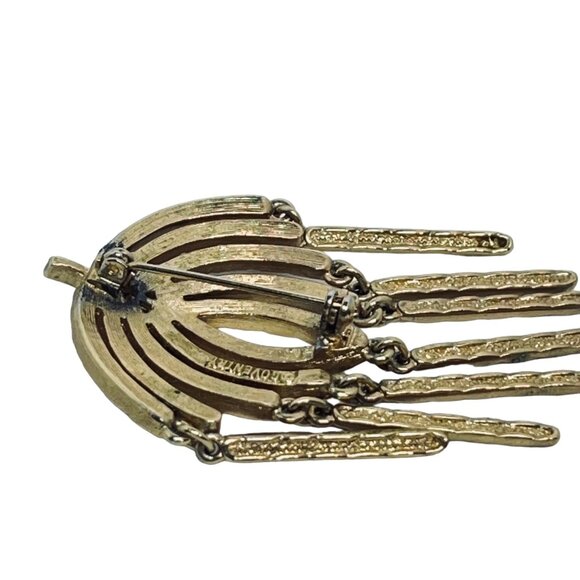 Sarah Coventry Gold Tone Willow Brooch With Dangling Fringe Signed (5475) - Picture 6 of 7